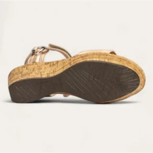NAOT sandals NEW 42 Pier Soft Rose Gold‎  Leather Strap Wedge Open Tow Platform