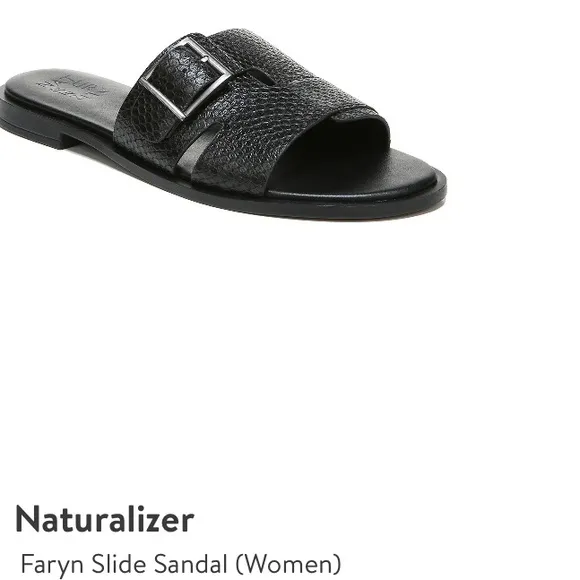 NATURALIZER Women’s Faryn Leather Embossed Slide Sandals Black Size 9