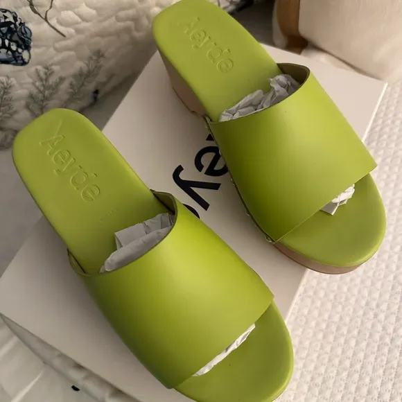NEW | AEYDE  Bobbie Leather Clog Sandals | Apple 🍏