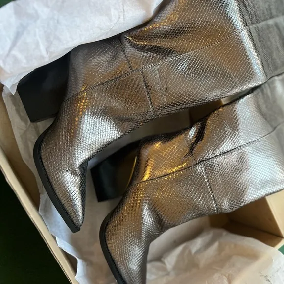 new ALLSAINTS Reina Snake Boot in Gunmetal Grey size 6