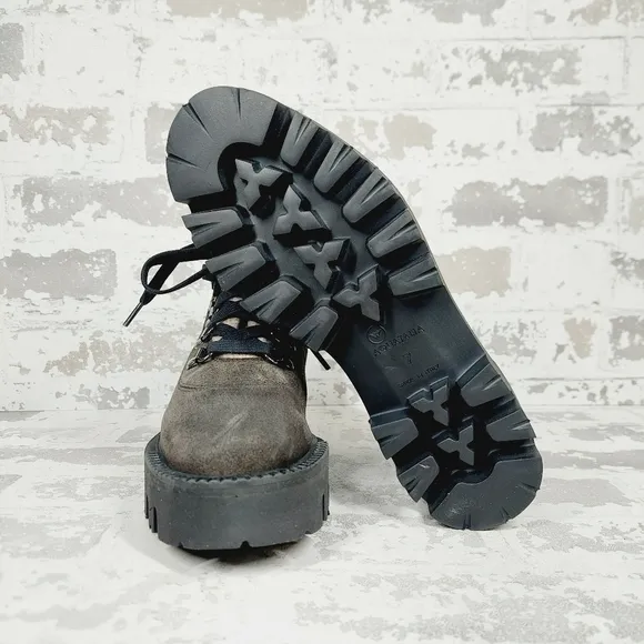 NEW Aquatalia Angie Suede &amp; Recycled Cashmere Trim Lace Up Boots H252
