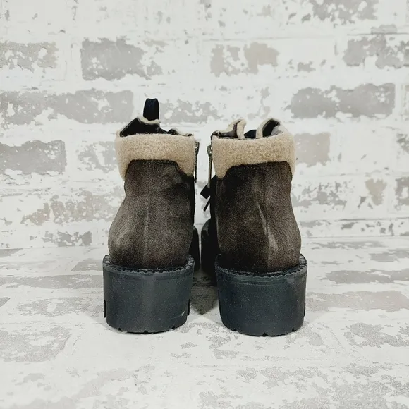 NEW Aquatalia Angie Suede &amp; Recycled Cashmere Trim Lace Up Boots H252