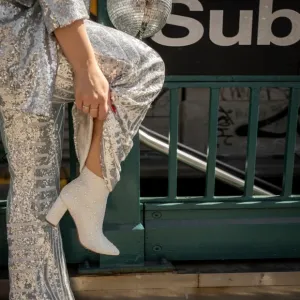 NEW Betsey Johnson Women's Ivory Ankle Boots Pearl Embellishments $129