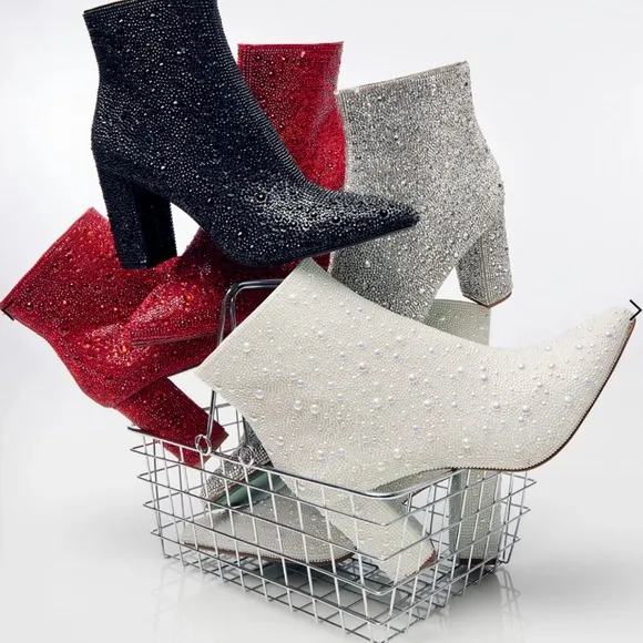 NEW Betsey Johnson Women's Ivory Ankle Boots Pearl Embellishments $129