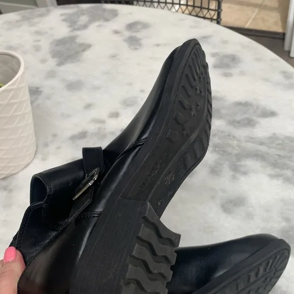 NEW Black Ankle Boots EASY Spirit Chunky Heels 8 M