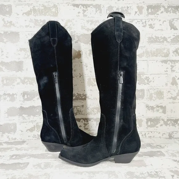 New Blondo Phenix Black Waterproof Suede Zip Up Boots C173
