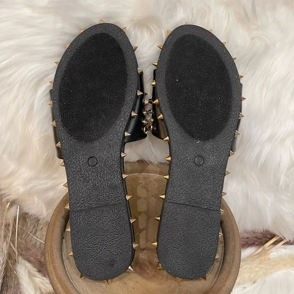 New Cape Robbin Black &amp; Rose Gold Studded Sandals - Size 9