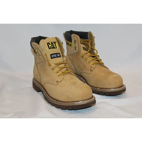 NEW CAT‎ Caterpillar Men's Second Shift Steel Toe Work Boots Honey Brown Sz 10