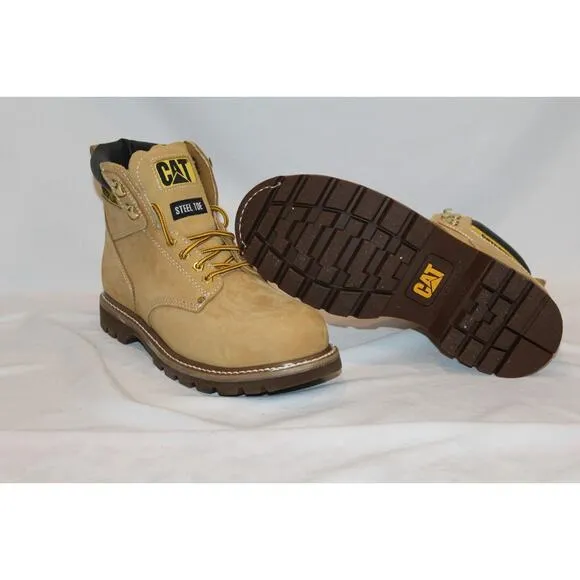 NEW CAT‎ Caterpillar Men's Second Shift Steel Toe Work Boots Honey Brown Sz 10