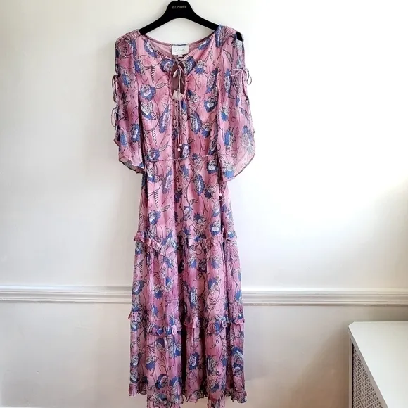 New Cleobella Elena Ankle Barbie Pink Lotus Print Maxi Dress NWT Medium