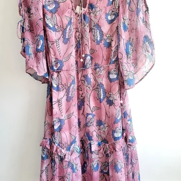 New Cleobella Elena Ankle Barbie Pink Lotus Print Maxi Dress NWT Medium