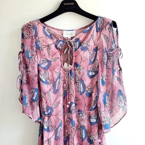 New Cleobella Elena Ankle Barbie Pink Lotus Print Maxi Dress NWT Medium