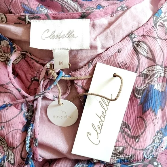 New Cleobella Elena Ankle Barbie Pink Lotus Print Maxi Dress NWT Medium
