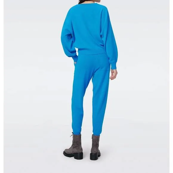 NEW DIANE VON FURSTENBERG ken crewneck sweater in peacock