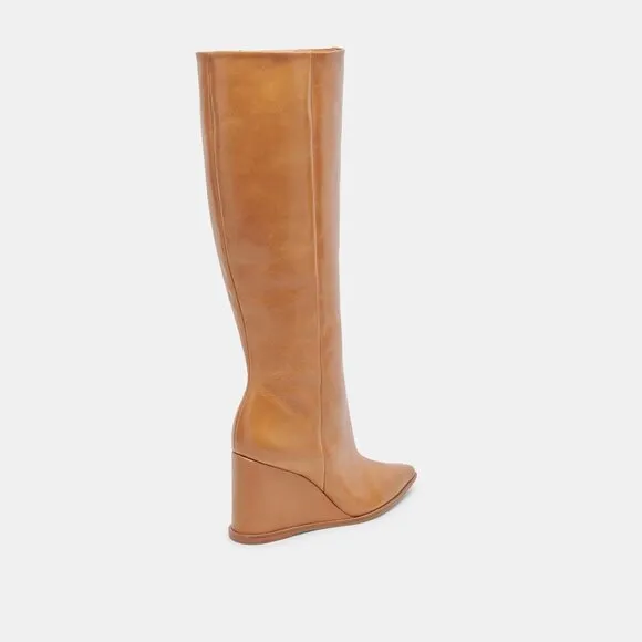 NEW DOLCE VITA Leather Bruce High Shaft Wedge Boots saddle for women 1065tn