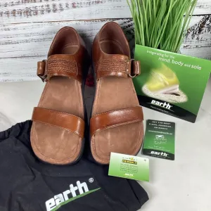 NEW EARTH SIZE 9.5 RUBY SANDALS ALPACA BROWN LEATHER SHOES SPRING SUMMER