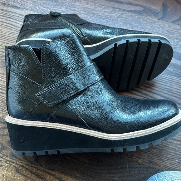 New Eileen Fisher Black Ankle Boots with Velcro Strap