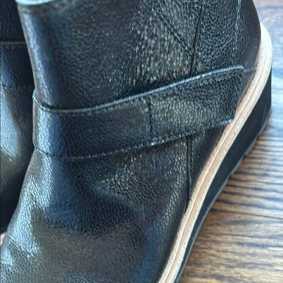 New Eileen Fisher Black Ankle Boots with Velcro Strap