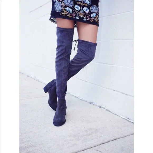 NEW Free People Coast to Coast Over the Knee Boots in Gray - Size 37