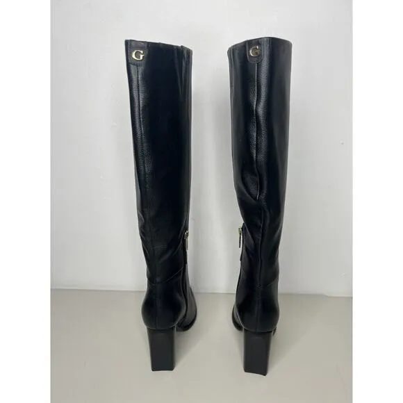 New Guess Women's Black Leather Lannie Knee High Boot Size 8