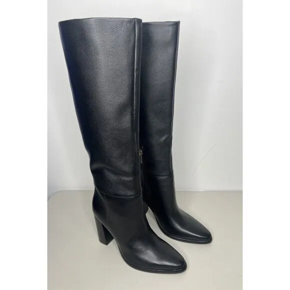New Guess Women's Black Leather Lannie Knee High Boot Size 8