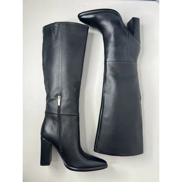 New Guess Women's Black Leather Lannie Knee High Boot Size 8