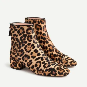 New! J Crew sz 7 7.5 Roxie Cap-toe Ankle Boots Calf Half Leopard Cheetah