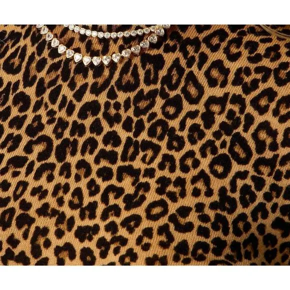 NEW J.CREW carolyn fitted crewneck sweater in panthera leopard