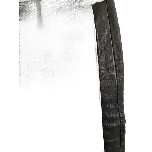 NEW JOE'S JEANS women's mid rise leather stripe skinny ankle jeans in black, whi
