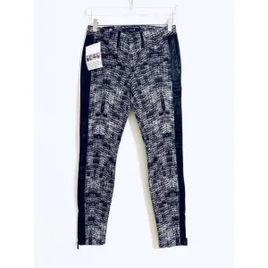 NEW JOE'S JEANS women's mid rise leather stripe skinny ankle jeans in black, whi