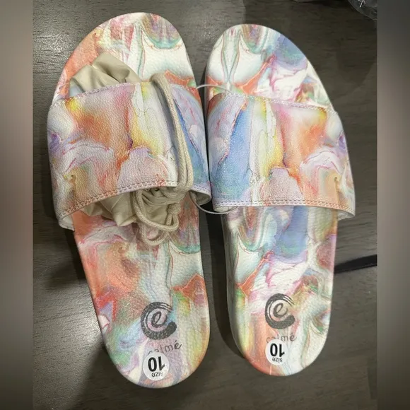 NEW Johnny Was Calme Marble Slide Sandals Flip Flop shoes Size 10