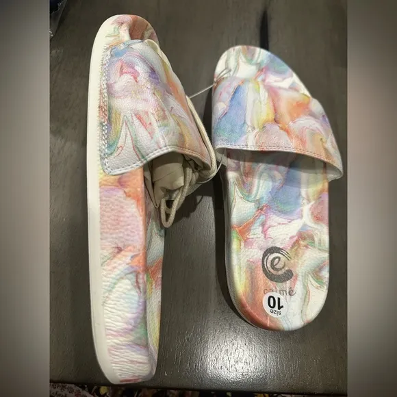 NEW Johnny Was Calme Marble Slide Sandals Flip Flop shoes Size 10