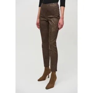 NEW JOSEPH RIBKOFF foiled animal classic slim denim pants in brown