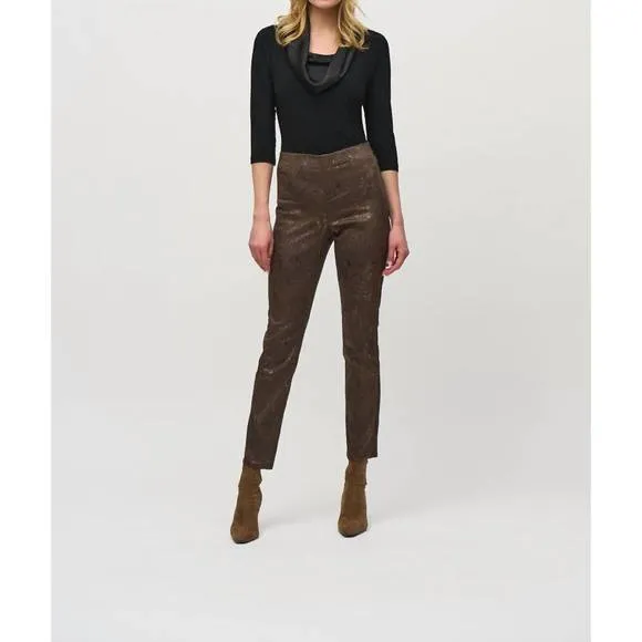 NEW JOSEPH RIBKOFF foiled animal classic slim denim pants in brown