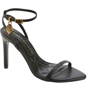 NEW Kurt Geiger London Shoreditch Sandal Black Leather Sleek Stiletto Sandals