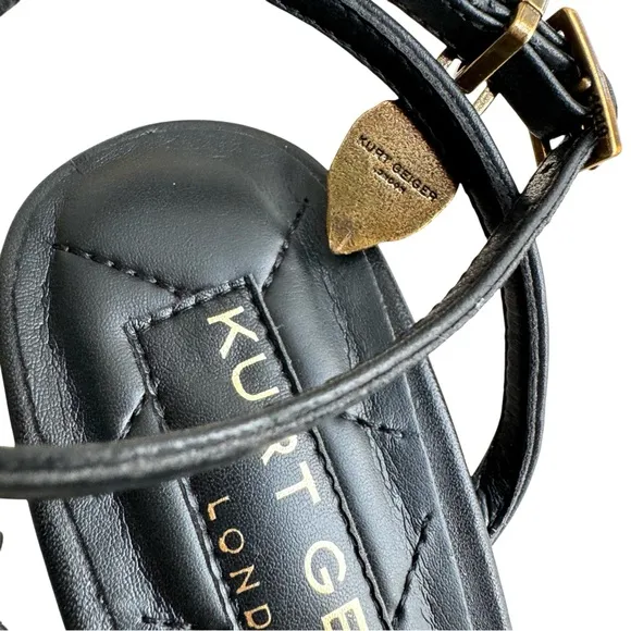 NEW Kurt Geiger London Shoreditch Sandal Black Leather Sleek Stiletto Sandals