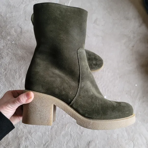 NEW La Canadienne Bringham Waterproof Bootie Chunky Platform Boots Green