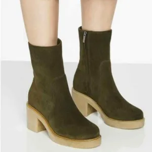 NEW La Canadienne Bringham Waterproof Bootie Chunky Platform Boots Green