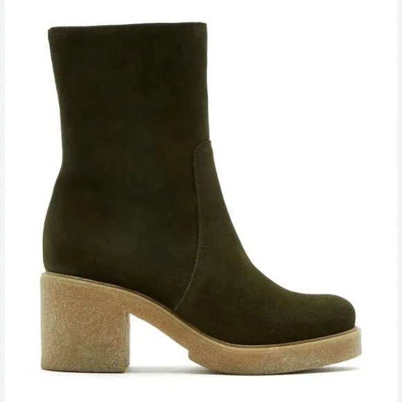 NEW La Canadienne Bringham Waterproof Bootie Chunky Platform Boots Green