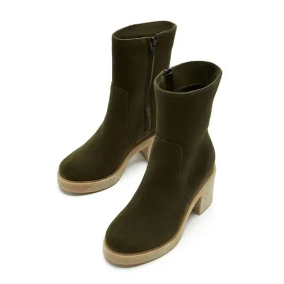 NEW La Canadienne Bringham Waterproof Bootie Chunky Platform Boots Green