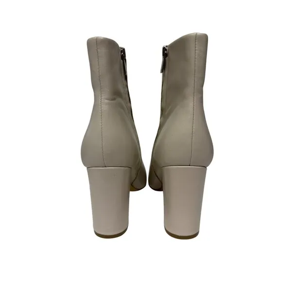 NEW Marc Fisher Women's Boots Ulani Leather Heeled Pointed Toe Ivory White 9