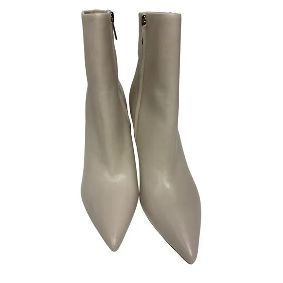 NEW Marc Fisher Women's Boots Ulani Leather Heeled Pointed Toe Ivory White 9