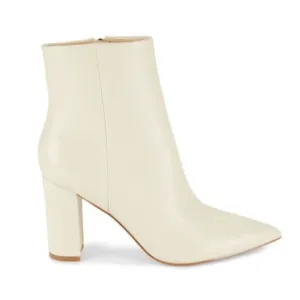 NEW Marc Fisher Women's Boots Ulani Leather Heeled Pointed Toe Ivory White 9