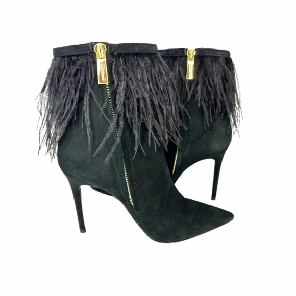 New! Michael Kors Meena Feather Embellished Suede Ankle Boot | 7.5