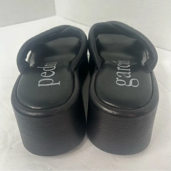 NEW Pedro García Black Leather Slide Sandals Luxury Beachy Vacation Comfort