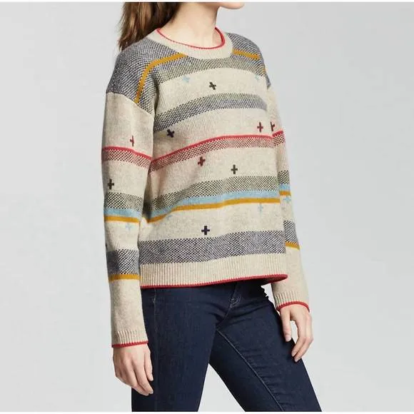 NEW PENDLETON bridger stripe lambswool sweater in beige multi