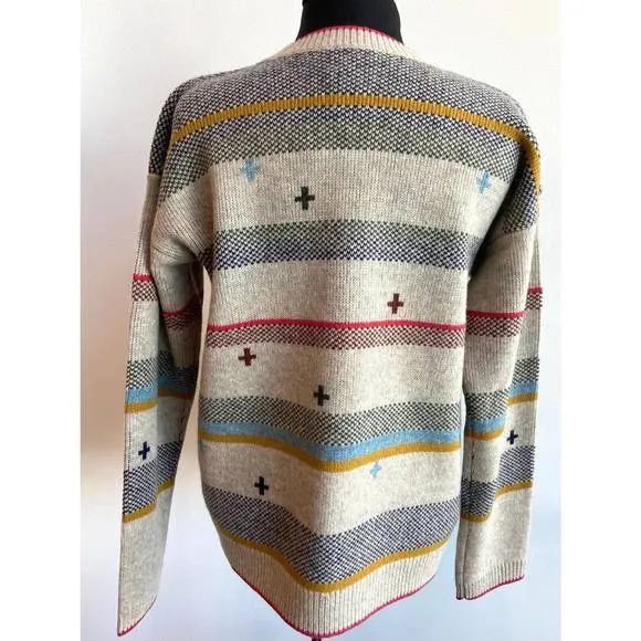 NEW PENDLETON bridger stripe lambswool sweater in beige multi