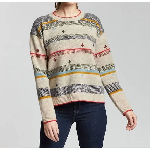 NEW PENDLETON bridger stripe lambswool sweater in beige multi
