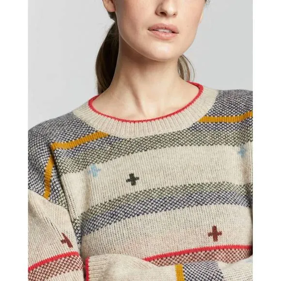 NEW PENDLETON bridger stripe lambswool sweater in beige multi