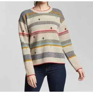 NEW PENDLETON bridger stripe lambswool sweater in beige multi